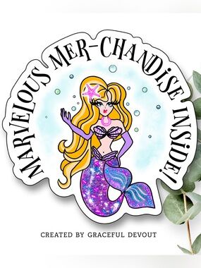Marvelous Mer-chandise Inside! 2" (inches) Stickers